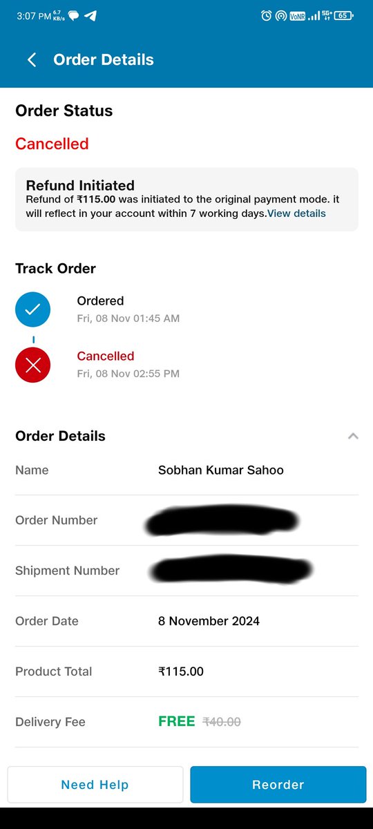 Sobhankumar2003's tweet photo. @Tech_glareOffl @JioMart @JioMart_Support i have ordered product on 8 November now notification came my order got cancelled. why this is happening? I want all the products. https://t.co/mU9rnuFo9M