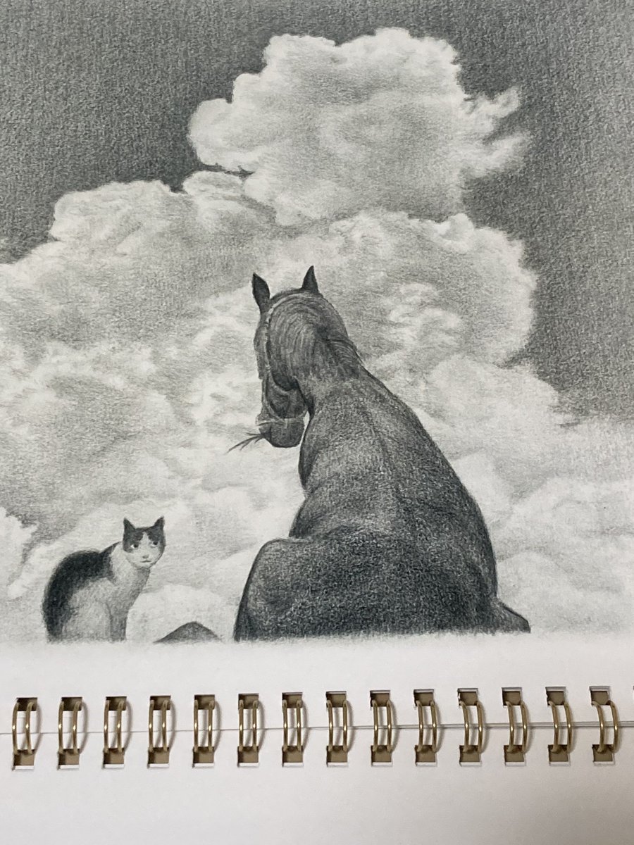 馬の絵カレンダー
絵の部分がA4サイズくらい
馬の絵と一緒に季節の風景も楽しめます🌸☔️☀️ 