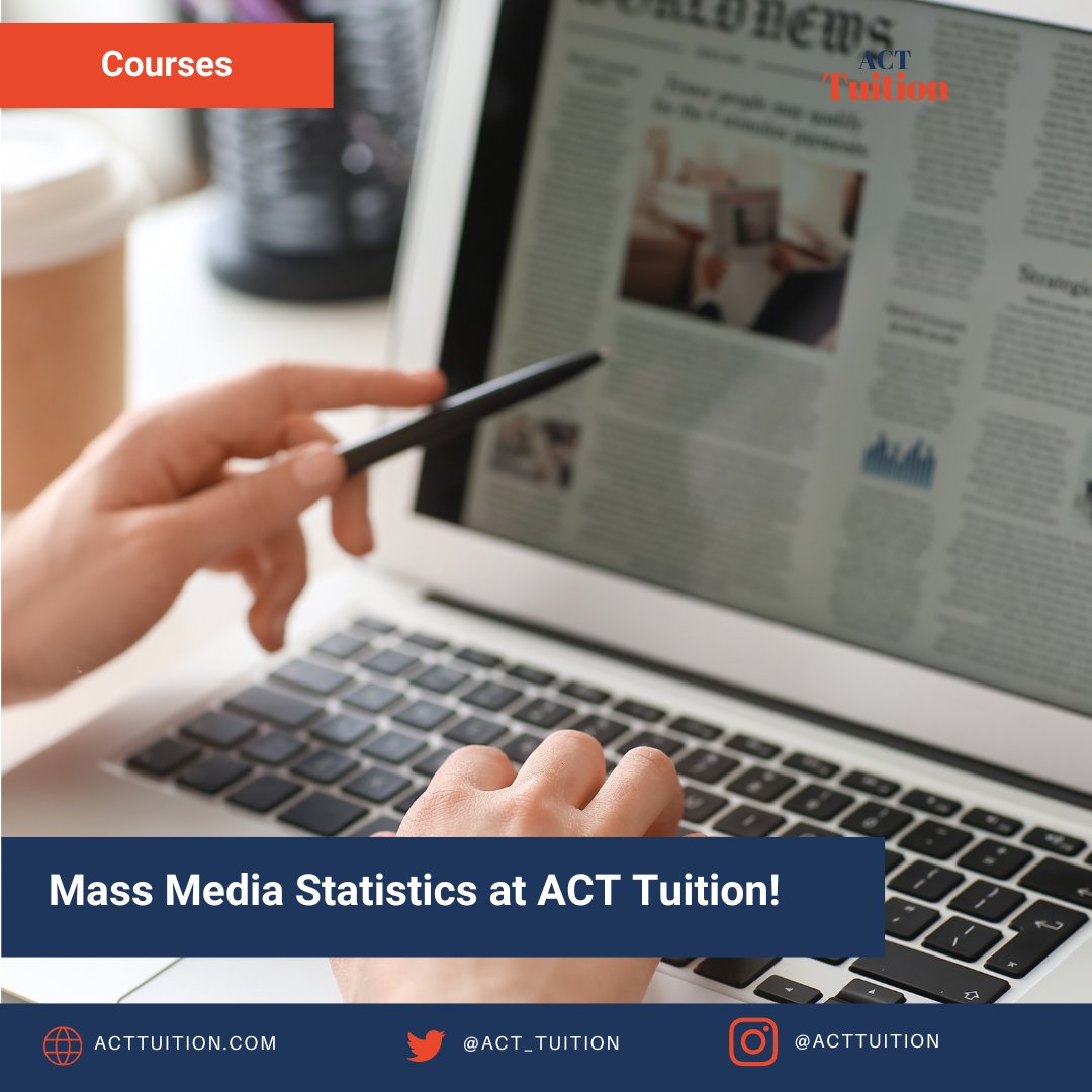 ACT_Tuition's tweet photo. 📰 Mass Media Statistics at ACT Tuition! 📰 Understand the role of statistics in mass media with our specialized courses. Perfect for students and professionals in journalism and media studies. https://t.co/4yLlvFAdOv