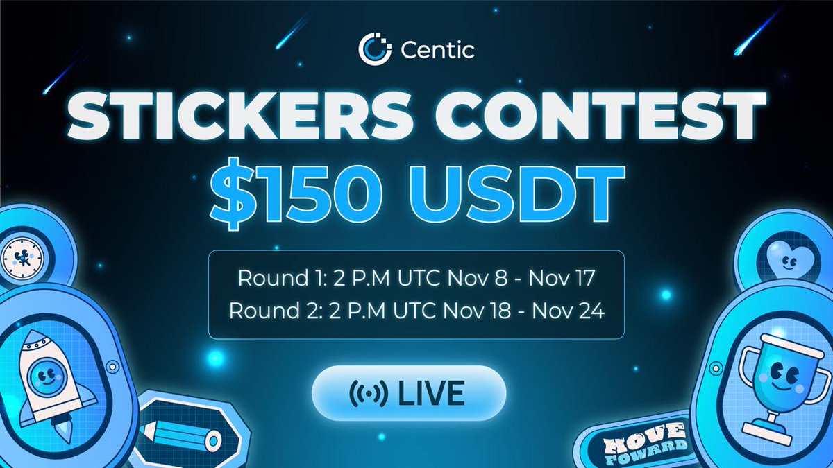 🔥Centic Stickers Contest is LIVE🔥

It's time to show off your artistic side and win big, Centizens!

🗓️ November 8 - November 24, 2 rounds
💰 $150 USDT

So, get ready, start creating, and may the best stickers win! 🖌️✨

Don't forget to check out the rules before you dive in 👇