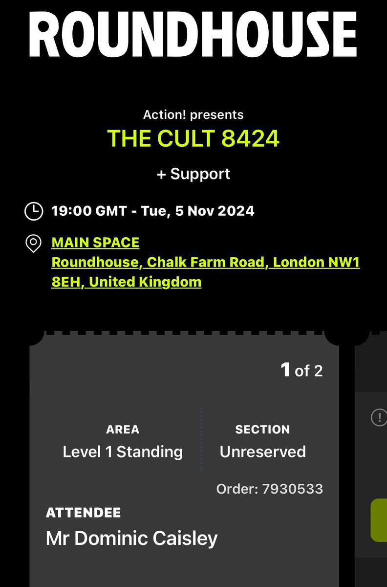 39 years apart, the first and last gig ticket I paid for (until tonight <a href="/RealPeopleband/">The Real People</a> ). Bloody brilliant they were. <a href="/officialcult/">THE CULT</a>