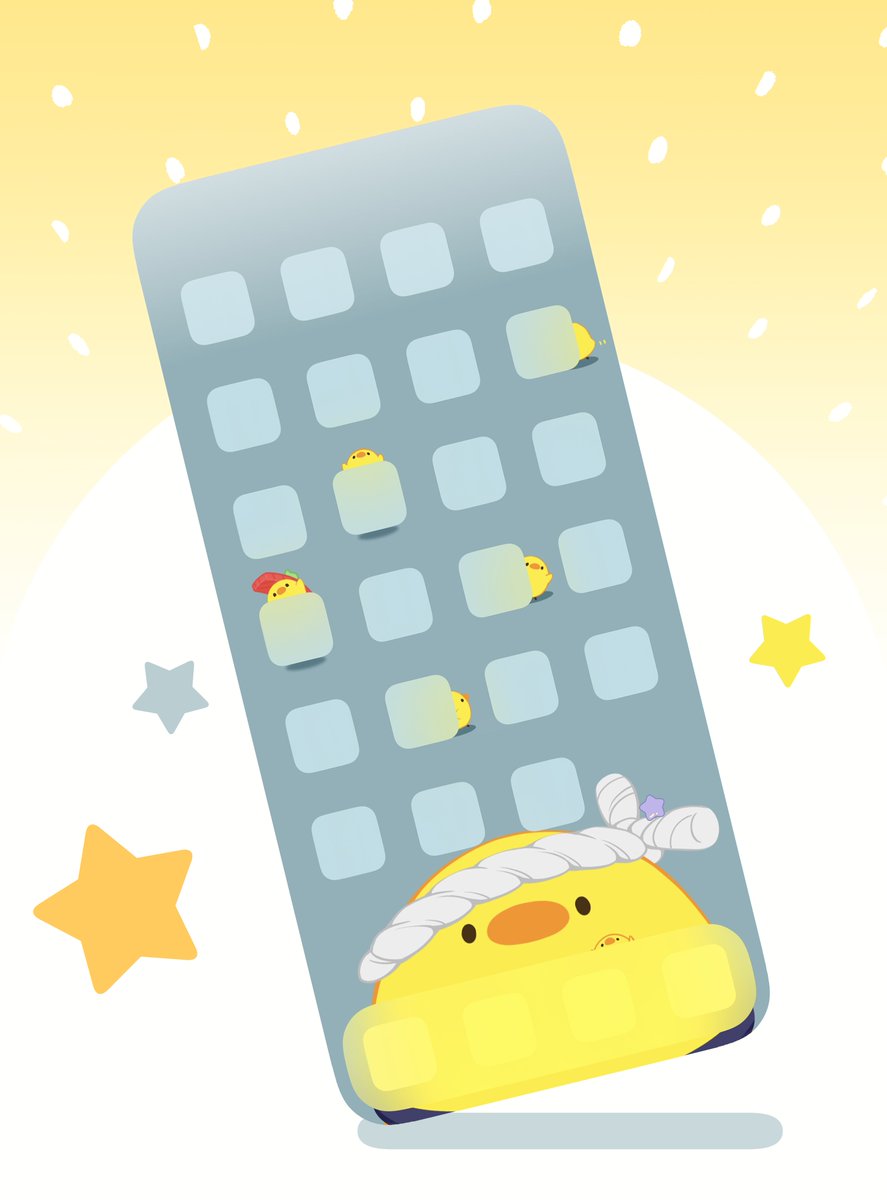 「ひよこのお寿司屋さん スマホの待ち受けとロック画面作ってみました～! みなさんの」|古鳥ぴよ🐣🐥🐥🎍のイラスト