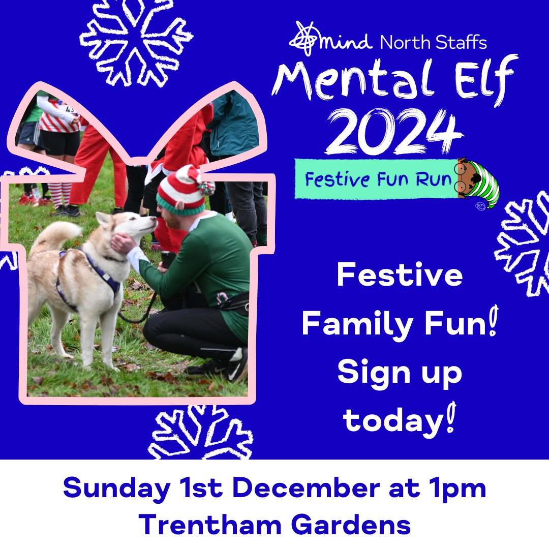 NorthStaffsMind's tweet image. 🎅 Get into the festive spirit with the Mental Elf - Festive Fun Run at @TrenthamEstate on December 1st! 🏃‍♂️🐶 Bring the whole family and enjoy a day out in the beautiful Trentham Gardens! Sign up now eventbrite.co.uk/e/940871360567… #FestiveFunRun #SupportLocalMind #GetFestive 🎄🎁🏃‍♀️🐕👨‍👩‍👧‍👦