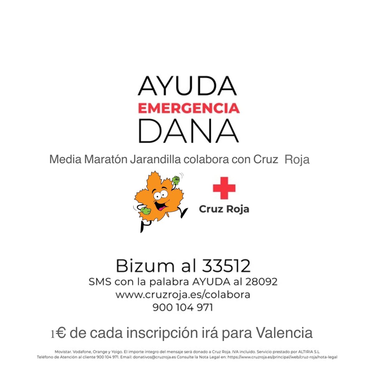 M_M_Jarandilla's tweet photo. Media Maratón Jarandilla con la #DANA

1€ de cada inscripción irá a #Valencia de la mano de @CruzRojaEsp , también habrá una carpa informativa para poder colaborar con la causa.

@PULSACIONES_NET https://t.co/XH8eKQg7Jg