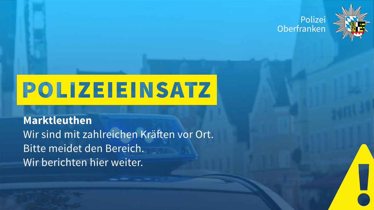 PolizeiOFR's tweet photo. Im Bereich #Marktleuthen läuft aktuell ein Polizeieinsatz. Eine Person wurde festgenommen. Wir sind mit mehreren Kräften vor Ort. Der Bereich ist abgesperrt, wir bitten weiträumig zu umfahren. Eine unmittelbare Gefahr für die Bevölkerung besteht nicht.
#ofr0811 https://t.co/4OTRtcRRA0