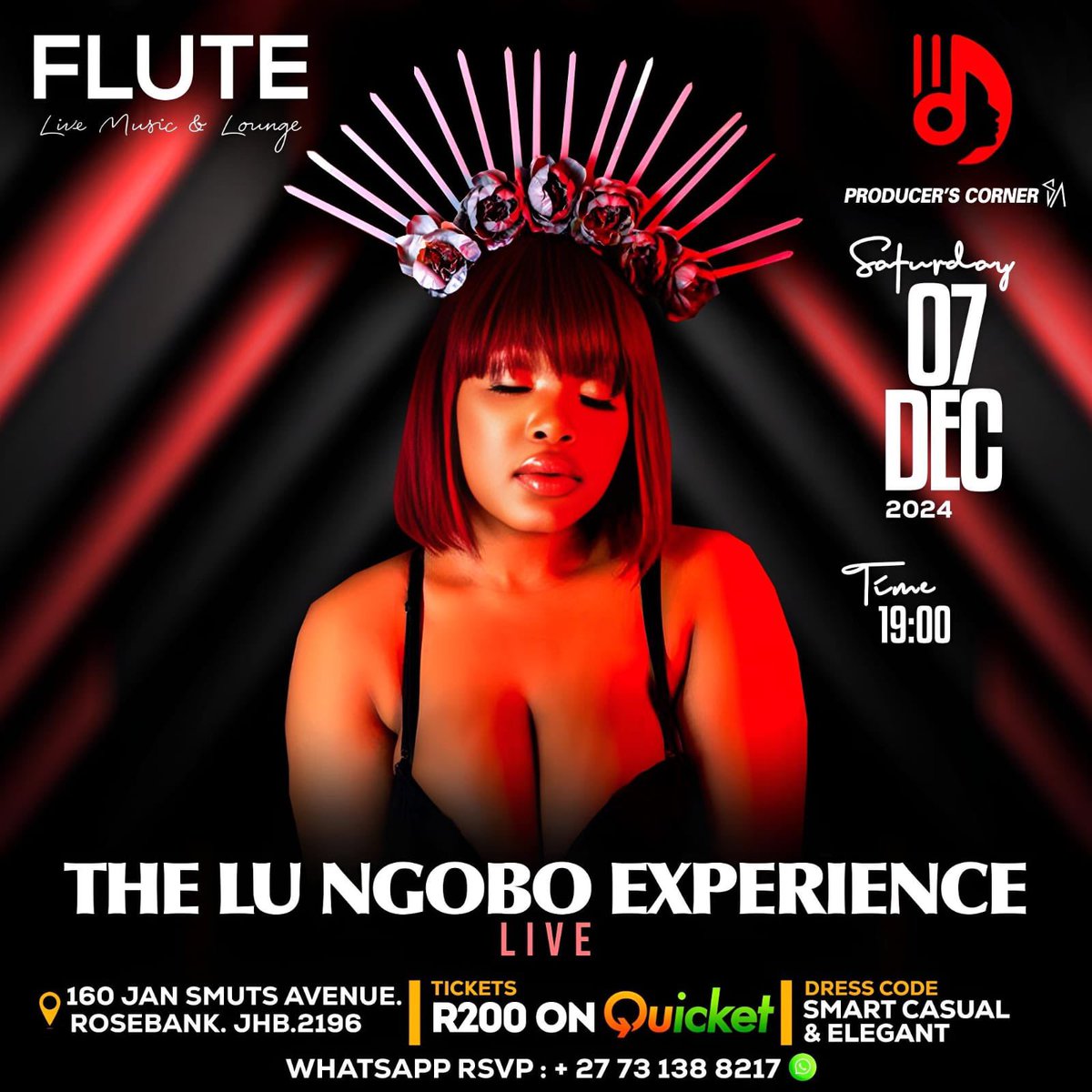 Lu_Ngobo's tweet photo. 🚨SAVE THE DATE!🚨

Step into The Lu Ngobo Experience—an intimate night of live music &amp; fine dining at Flute, Rosebank’s elegant live music hideaway.

📅 07 December 2024
⏰ 19:00
🎟️ R200 on Quicket

Limited seats available so get your ticket now here
🔗: https://t.co/Zb2UimI3CF https://t.co/d0mIkdLNoH