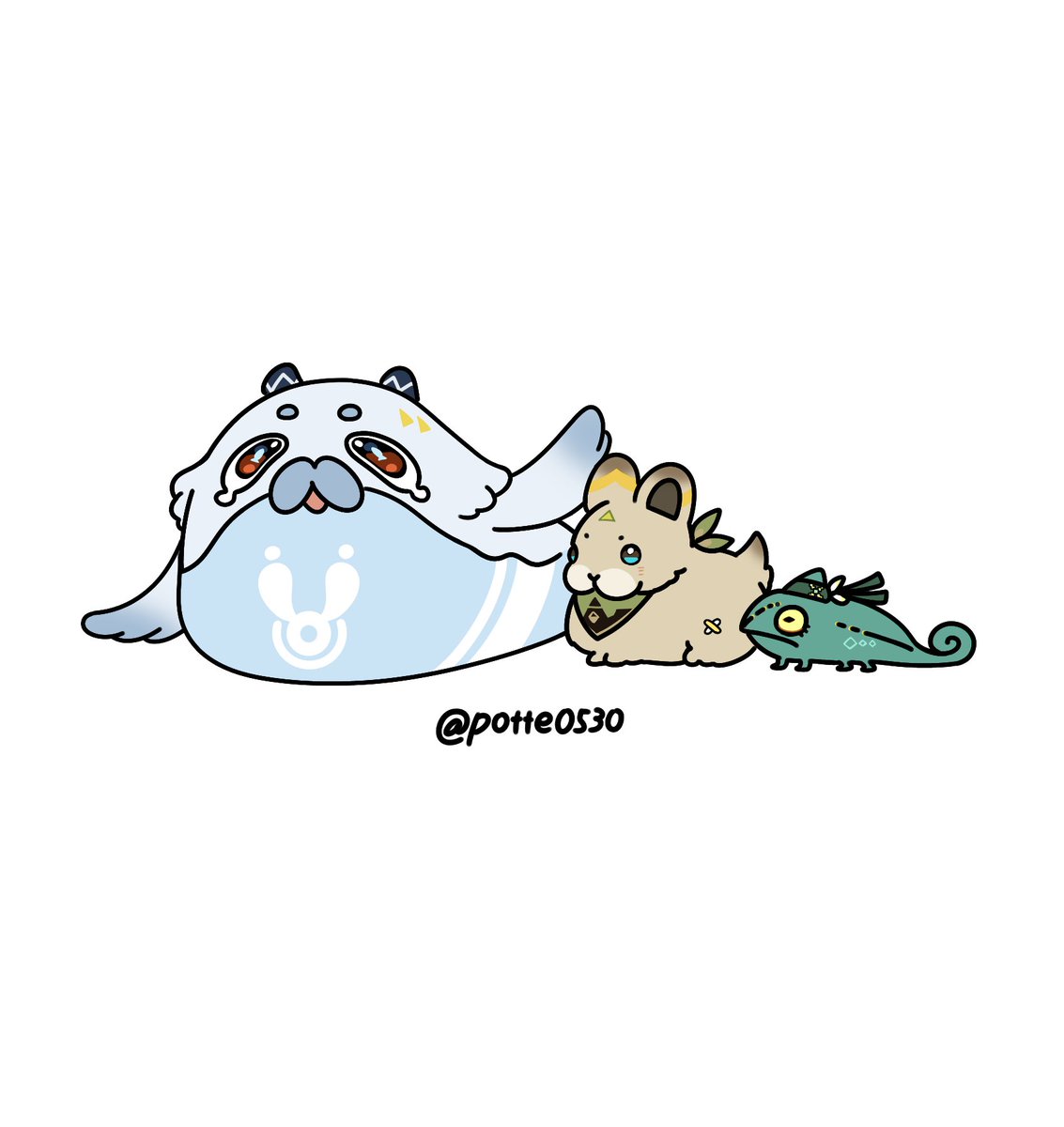 potte0530's tweet photo. 🦭🐰🦎
 #原神  #Mualani  #Kachina  #Kinich https://t.co/4xdToWsNux