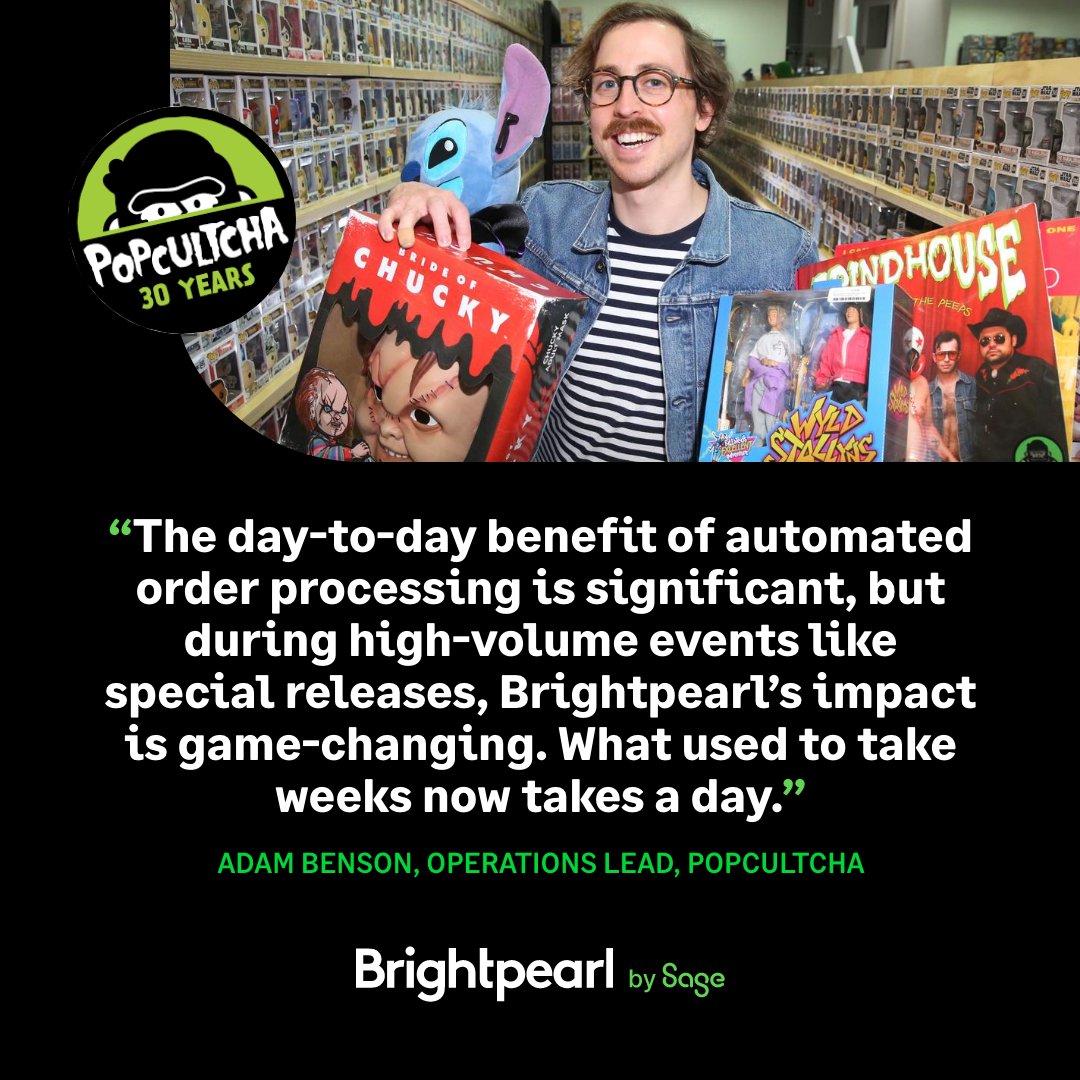 BrightpearlHQ's tweet image. At Brightpearl, what used to take weeks now takes a day. Just ask Popcultcha!

Ready to transform back-office chaos into seamless orders that you don’t have to touch, unless you want to? Get in touch. We can make it happen... bit.ly/3CaQw0O

#Automation #OrderProcessing