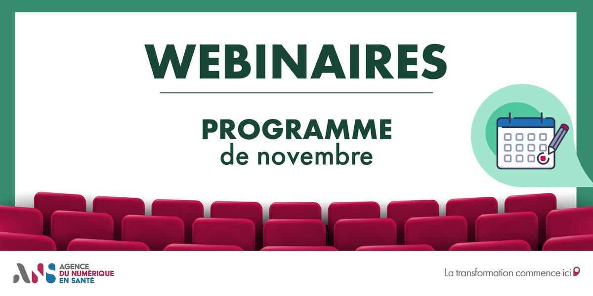 esante_gouv_fr's tweet image. 🎬 En novembre, découvrez les webinaires de l'ANS sur l'identification électronique dans le cadre du Ségur numérique, la présentation de #DRIMBox, et les usages de "Mon espace santé" en établissement et secteur médico-social !

Programme et inscriptions 👉 esante.gouv.fr/webinaires