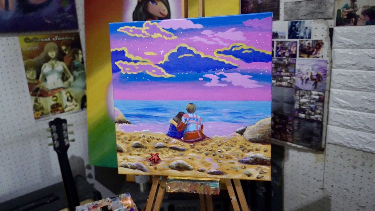maartstudio's tweet image. วาดรูปปกสตรีมเพลงใหม่วงผมเองครับ Only we can see วาดมาจากฉากใน MV เลยครับแล้วเพิ่มจิตนาการเข้าไปครับ ฝากชม MV เพลง Only we can see ด้วยครับ  youtu.be/2-2Jv2awdkA?si… #maartstudio #CoconutSunday #blivlabel #tsubasamori #onlywecansee #acrylicpainting