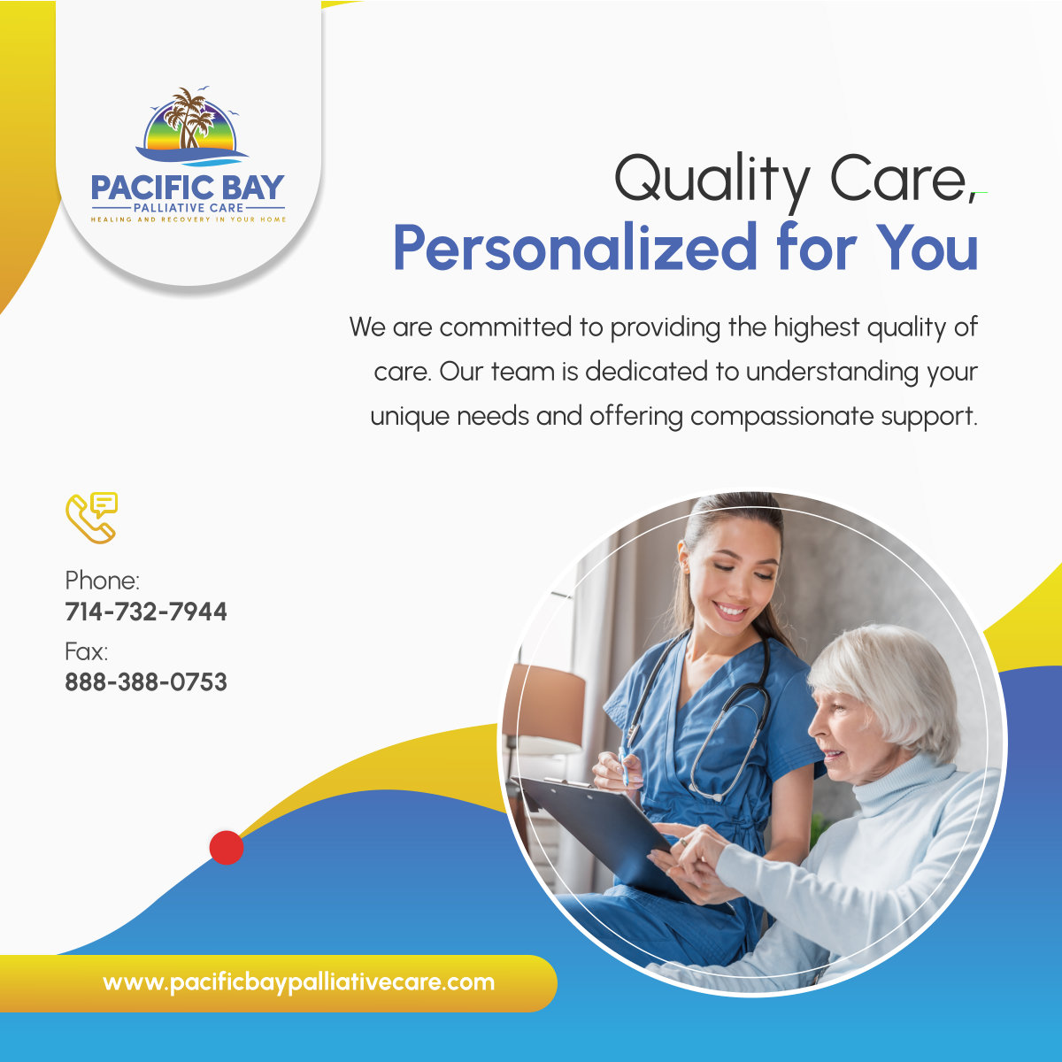 pacificbaypall's tweet image. At PACIFIC BAY PALLIATIVE CARE, our goal is to enhance your quality of life. Experience our commitment to compassionate care today.

#BellflowerCA #PalliativeCare #CommitmentToCare