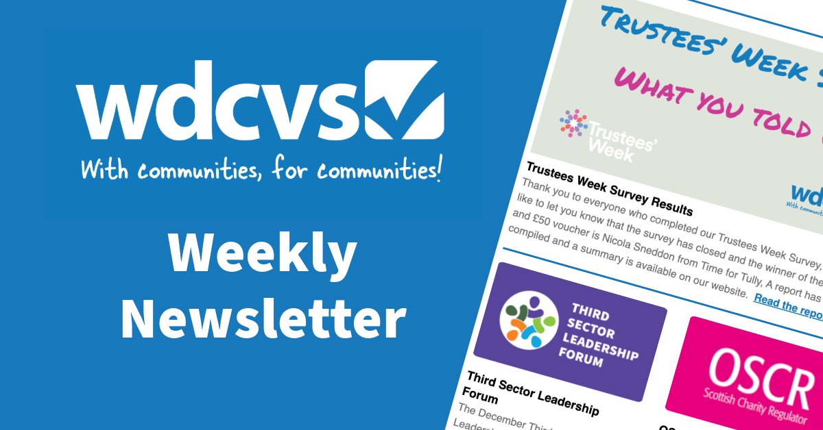 WDCVS Get Connected Weekly Newsletter: 8th November  

us8.campaign-archive.com/?u=e3eb4ecb66c…

10 Things you should know! - A weekly snapshot keeping you informed, saving you time.        

#volunteersmakeadifference #funding #westdunbartonshire #costofliving #volunteering #TrusteesWeek