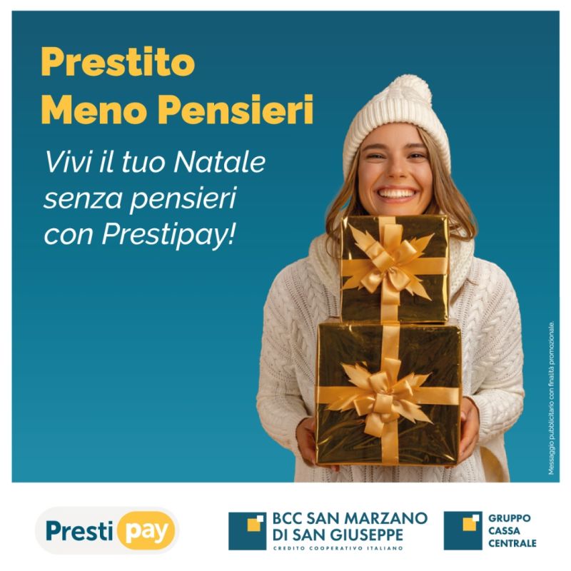 ✨È attiva la promo di Prestipay  "Prestito Meno Pensieri" e sarà valida per tutto il mese di Novembre 2024.

Scopri di più 👉🏻 bit.ly/3Z0ssWf
