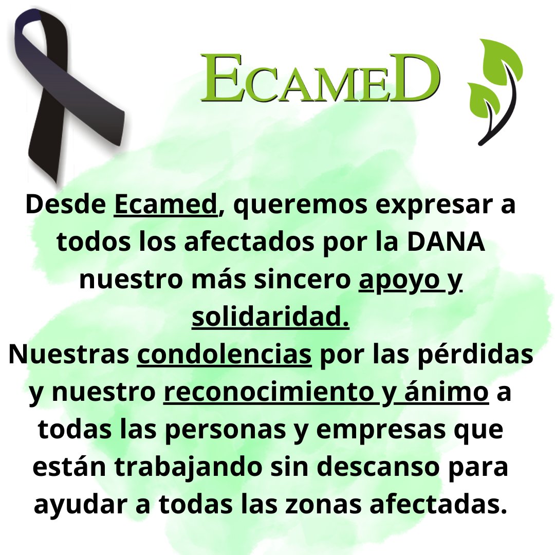 En representación de todos los que integramos ECAMED, queremos sumarnos al sufrimiento y la melancolía de toda la sociedad española, expresando nuestras más sinceras condolencias por la enorme catástrofe causada durante estos días por la DANA.
 #Dana #danavalencia