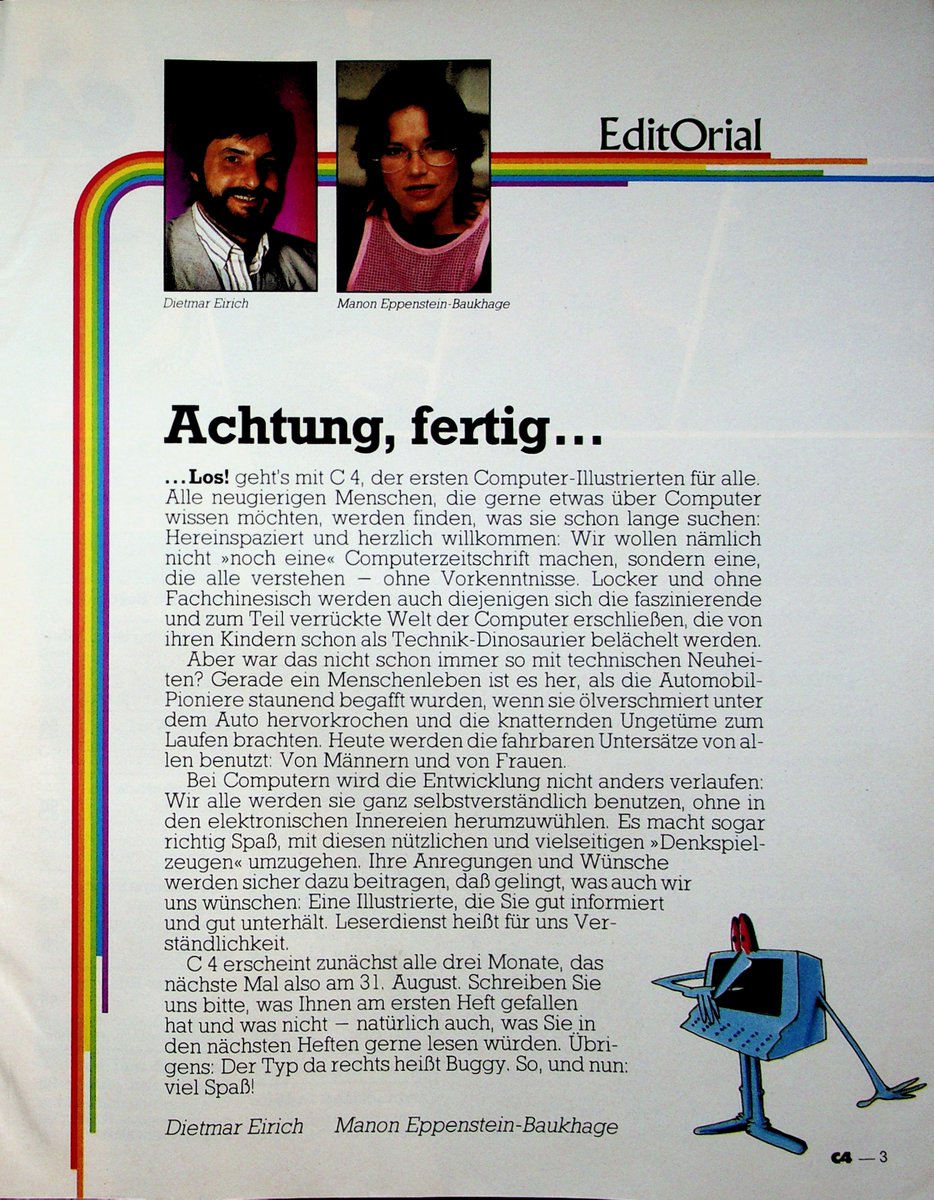 Retrojournal_de's tweet photo. Die C4 – Ausgabe 2 von 1984, ein außergewöhnliches Magazin von Dietmar Eirich und Marion Baukhage-Eppenstein. Nach drei Ausgaben war Schluss… Die 4/1984 suche ich bis heute vergebens. Vielleicht taucht sie ja irgendwann auf! 📚💾 #RetroComputing #C4Magazin #Computergeschichte https://t.co/Y4eh7oCg23
