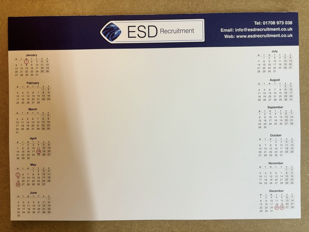Print Job:-
100x printed A3 deskpads. 50 sheets per pad, printed full colour. #businesssolutions