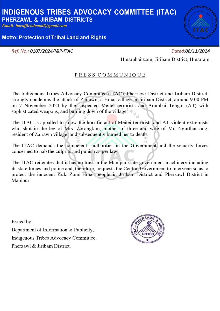 Manipur Tribals' Forum Delhi tweet media