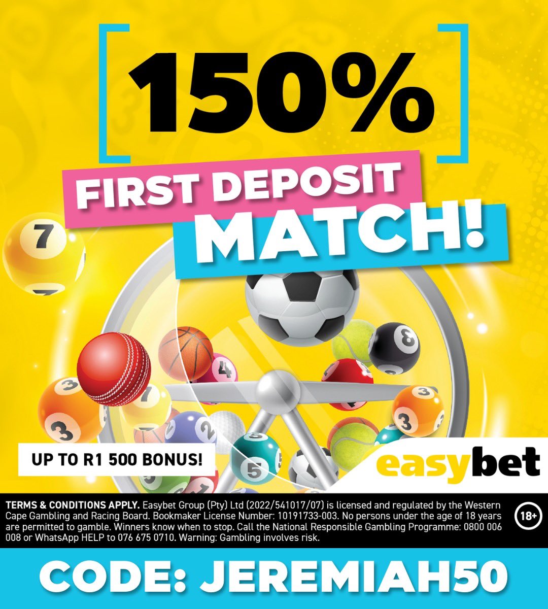 Sign up today with my favorite Bookie <a href="/Easybet_SA/">Easybet South Africa</a> and your first time deposit match up to 150%

Sign up: ebpartners.click/o/zGU8de

Promo Code: JEREMIAH50

18+| T&amp;C apply.

You can start checking your inbox now😎