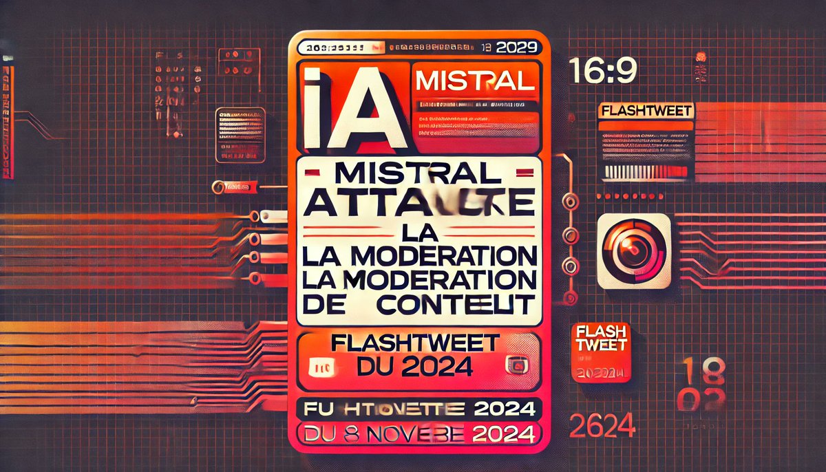 ✅ Prêt pour le #FlashTweet ?
1️⃣#IA : Mistral s’attaque à la modération de contenu
2️⃣Droits d’auteur : #OpenAI gagne encore un procès
3️⃣Les robots d’Ulysse restaurent les herbiers marins
4️⃣La voiture solaire <a href="/aptera_motors/">Aptera</a>  en difficulté
5️⃣#Cop29 : 7,2 Mrds$ d’aides de la France