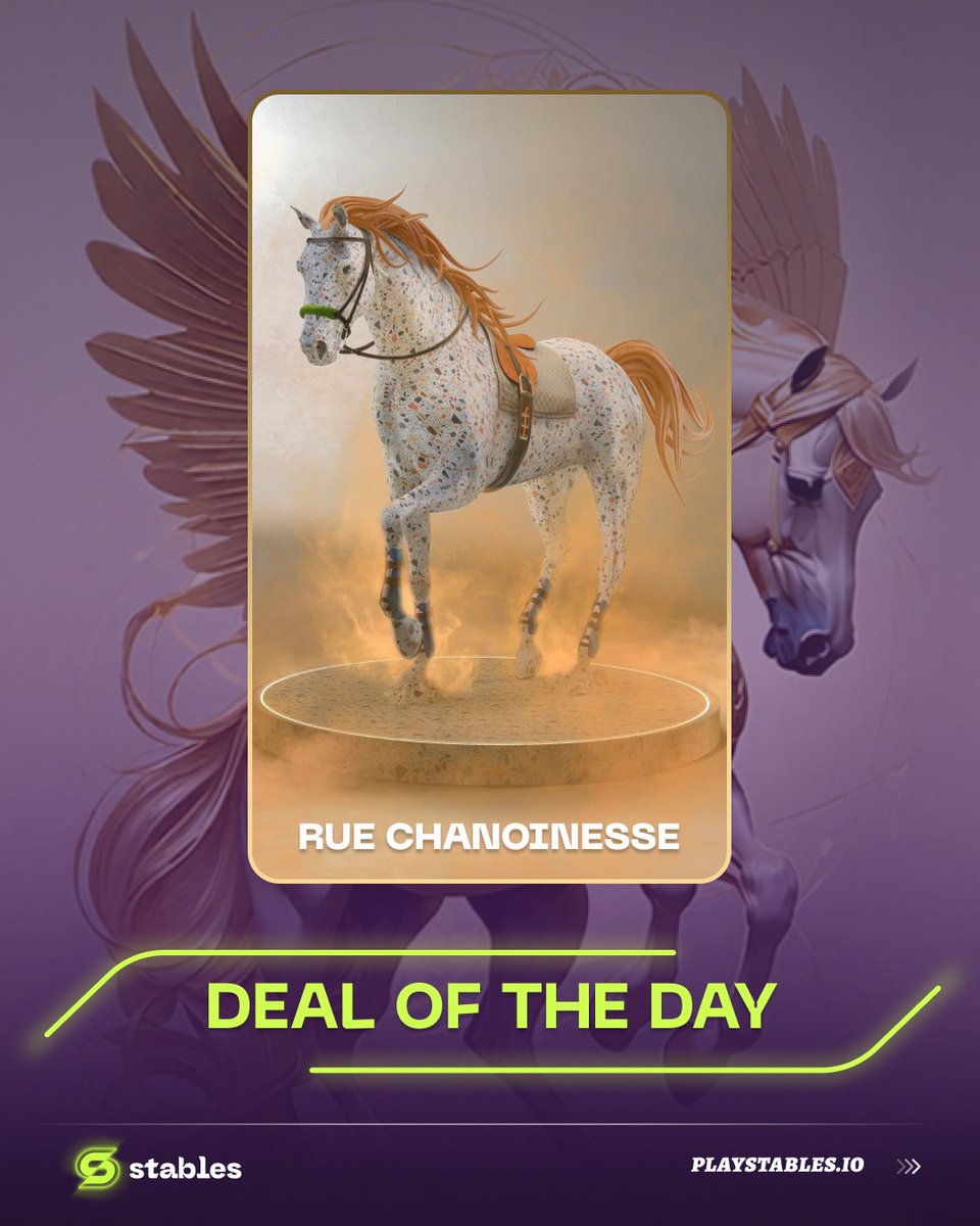 playstables's tweet photo. 🫰Deal of the Day 🫰

Would you like to buy your first horse, or simply expand your stable? Here's the Deal of the day :
 
👉 https://t.co/CGTTV6AujE

RUE CHANOINESSE, Level 1 (this could be a good plan for the Play and Earn 😇), only 35 $XTZ 🤯

#PlayAndEarn #Tezos #OwnPlayThrill @objktcom @tezos