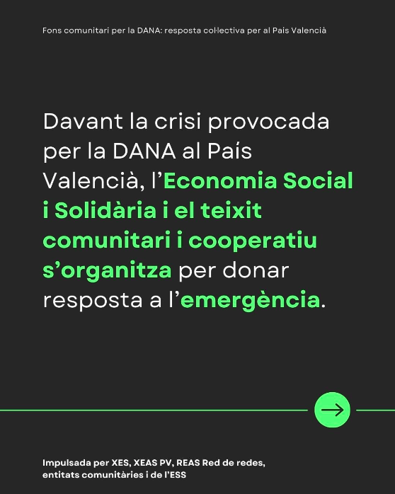 Impuls Cooperatiu de Sants (@santscoop) on Twitter photo Les causes del desastre són estructurals i polítiques, per tant la solidaritat ha d'anar dirigida a transformar el sistema i fer fora els mals governs. Però urgeixen recursos per pal·liar la situació dels barris afectats pel DANA. Amunt <a href="/XES_cat/">Xarxa d'Economia Solidària de Catalunya</a> <a href="/xeaspv/">XEAS País Valencià</a>!
ca.goteo.org/project/fons-c… Les causes del desastre són estructurals i polítiques, per tant la solidaritat ha d'anar dirigida a transformar el sistema i fer fora els mals governs. Però urgeixen recursos per pal·liar la situació dels barris afectats pel DANA. Amunt <a href="/XES_cat/">Xarxa d'Economia Solidària de Catalunya</a> <a href="/xeaspv/">XEAS País Valencià</a>!
ca.goteo.org/project/fons-c…