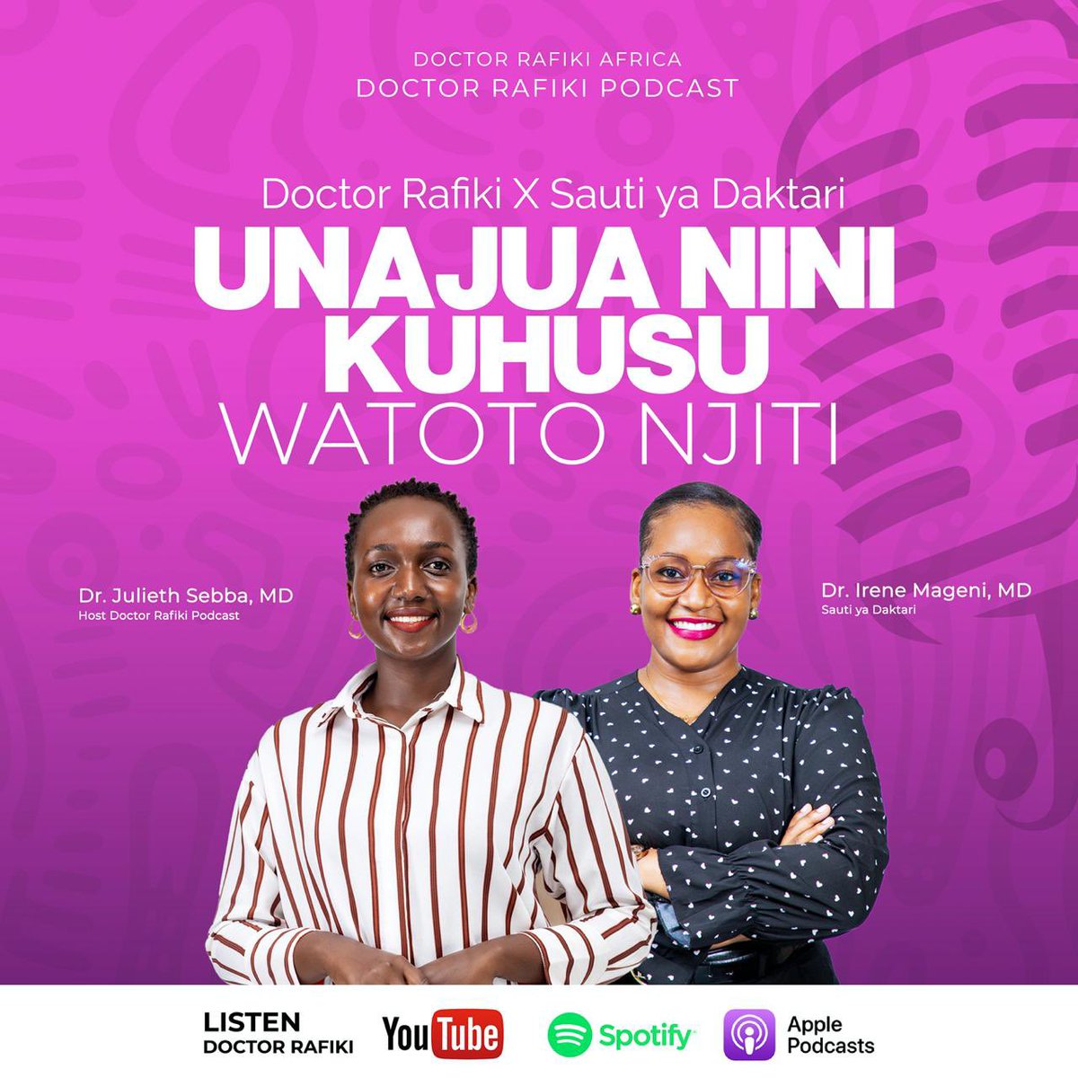 Mambo Rafiki!

Tarehe 17/11 ni siku ya Watoto Njiti duniani. Unajua maana ya watoto njiti? 

Karibu uungane nasi tuongee kuhusu watoto njiti na visababishi vyake kwenye Doctor Rafiki podcast😀

Bonyeza; 
youtu.be/pQABsN1xiw8?si…

Au 

open.spotify.com/episode/4ynAkR…