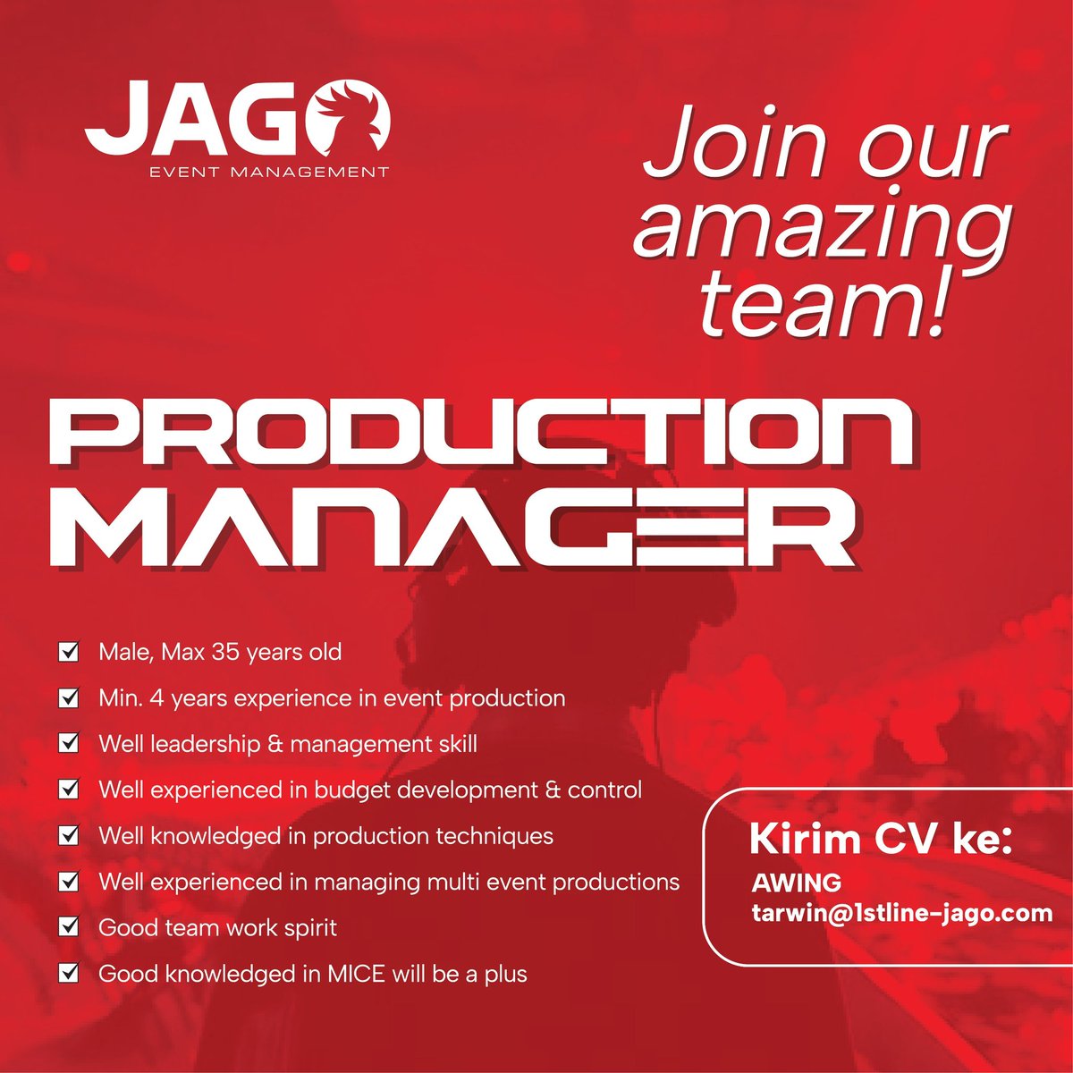 2 positions available.
Lowongan kerja

#lowongankerja #lokerjakarta