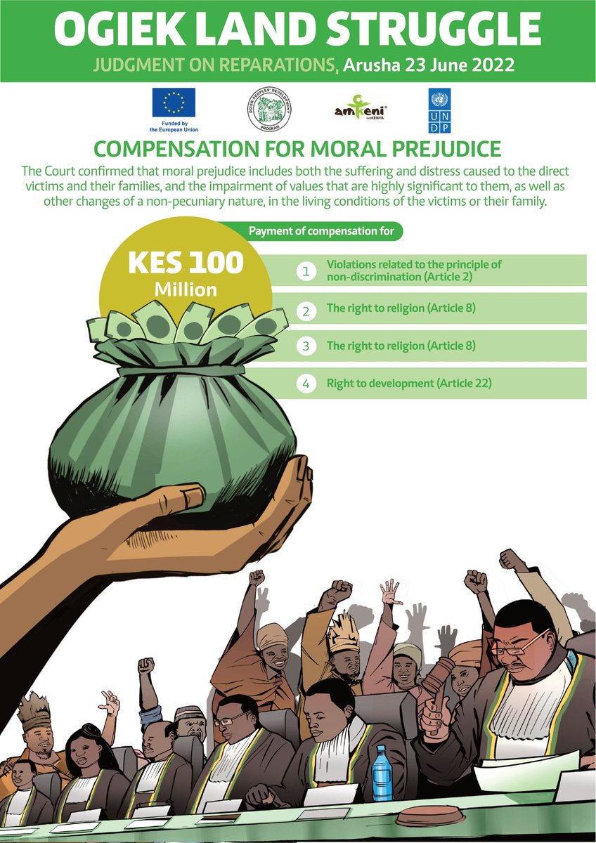 Do you know about the Ogiek judgement on reparations? Find out more on the compensations awarded for their material prejudice and moral prejudice, respectively .
#OGIEKIMPLEMENTATIONHEARING