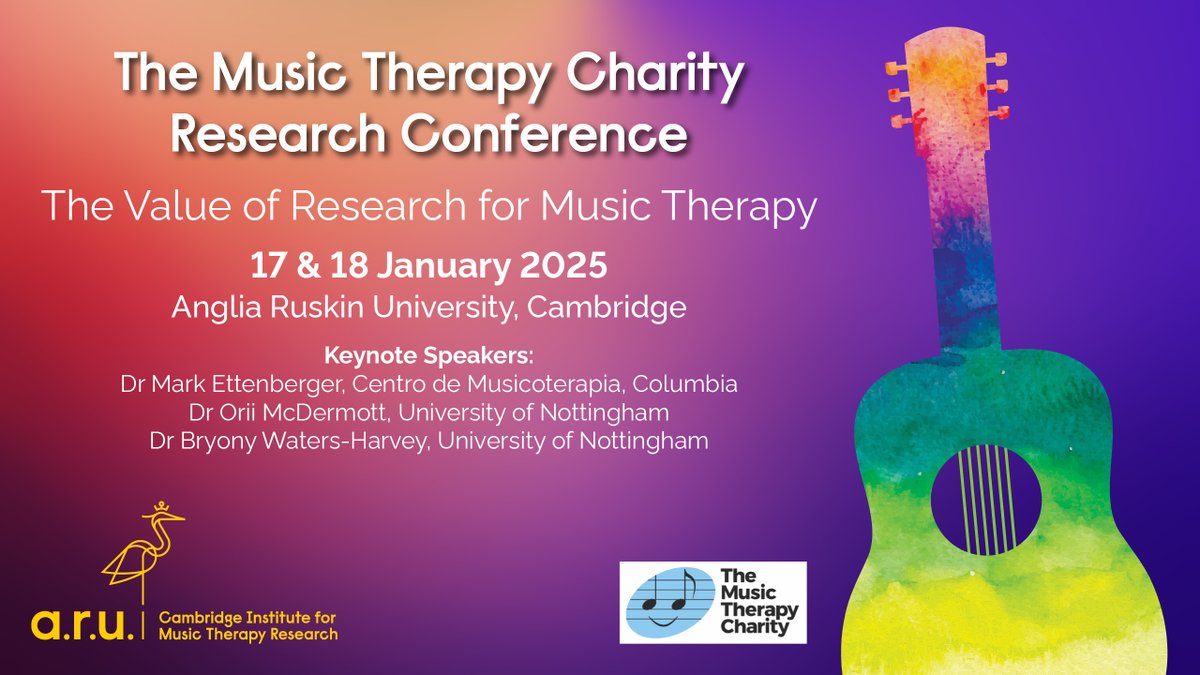 Join Us for the Value of Research for Music Therapy Conference! 🎶

 Early bird registration is open until November 15th. Secure your place now: Register Here aru.ac.uk/cambridge-inst…'.

#MusicTherapy #ResearchConference #ARU #InspiringWorkshops #EarlyBirdRegistration