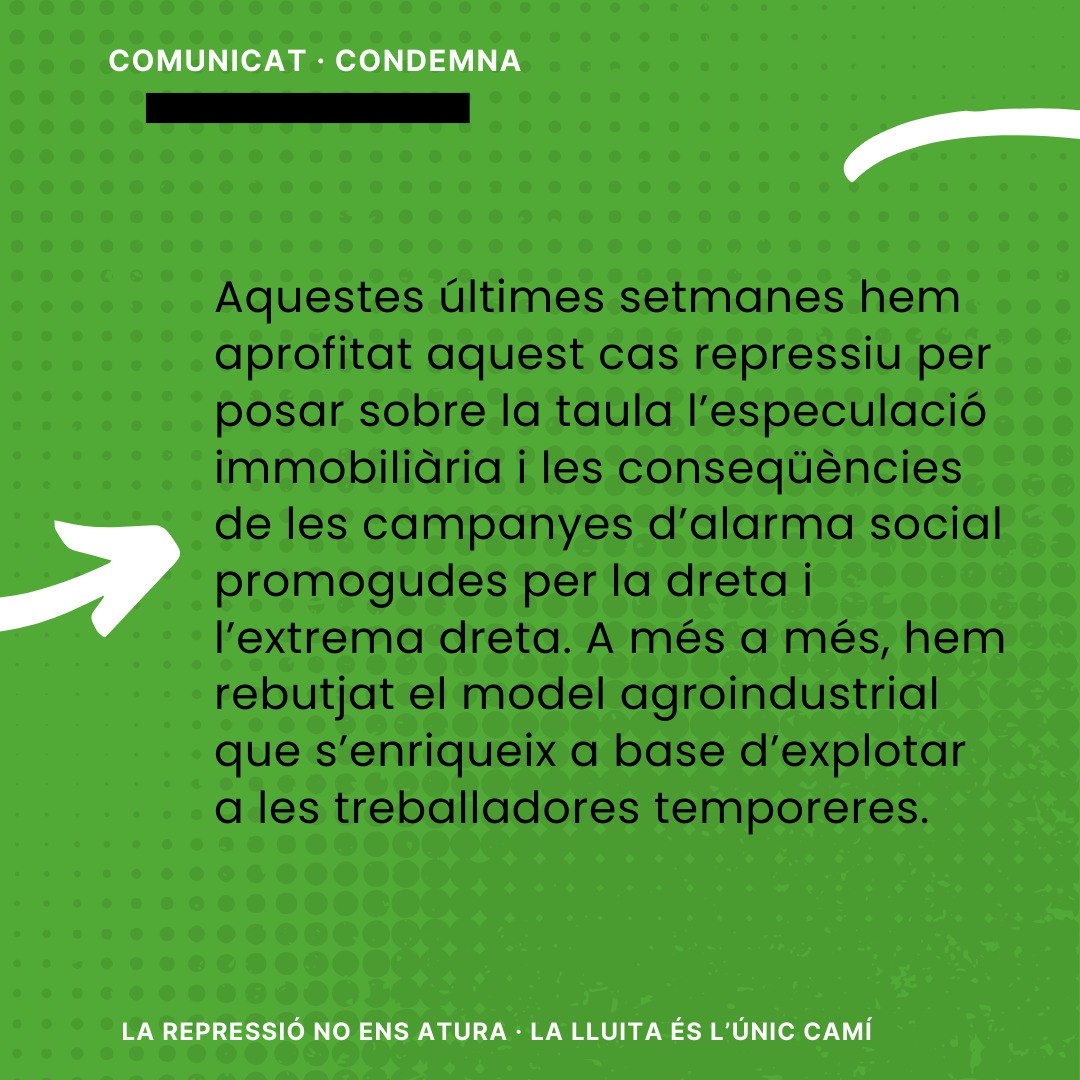 PAHLleida's tweet photo. ⚠️ CONDEMNAT A 3 MESOS DE PRESÓ I 5.500€ DE RC ⚠️

🟢 Comunicat de la sentència cap al militant de la PAH Lleida jutjat el passat 8 d'octubre. https://t.co/37MsFk2zzu