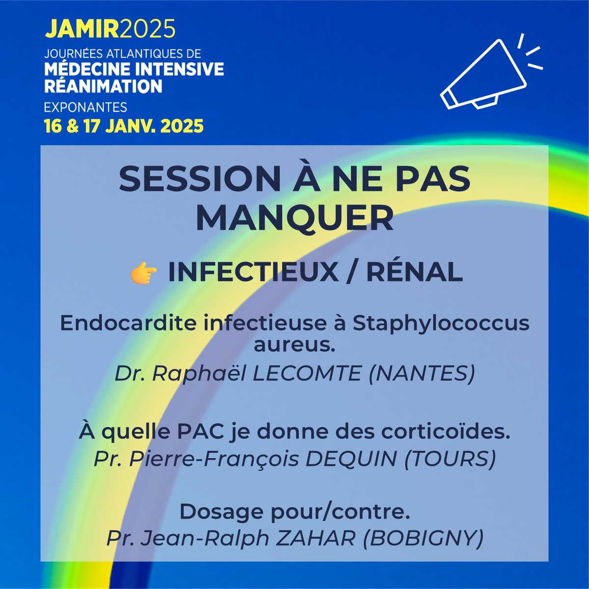 JAMIR (@jamir_nantes) on Twitter photo 📣 SESSION À NE PAS MANQUER !
📌 Vendredi 17 janvier : Infectieux / Rénal
🗓️ Programme : jamir.fr/programme/
👉 Inscriptions : jamir.fr/inscription/
📚 Formation continue : polyvalence.org
#QUALIOPI #jamir #congres
@JBLascarrou
<a href="/dremcanet/">Emmanuel Canet</a>
<a href="/EmergencePco/">EMERGENCE PCO</a> 📣 SESSION À NE PAS MANQUER !
📌 Vendredi 17 janvier : Infectieux / Rénal
🗓️ Programme : jamir.fr/programme/
👉 Inscriptions : jamir.fr/inscription/
📚 Formation continue : polyvalence.org
#QUALIOPI #jamir #congres
@JBLascarrou
<a href="/dremcanet/">Emmanuel Canet</a>
<a href="/EmergencePco/">EMERGENCE PCO</a>
