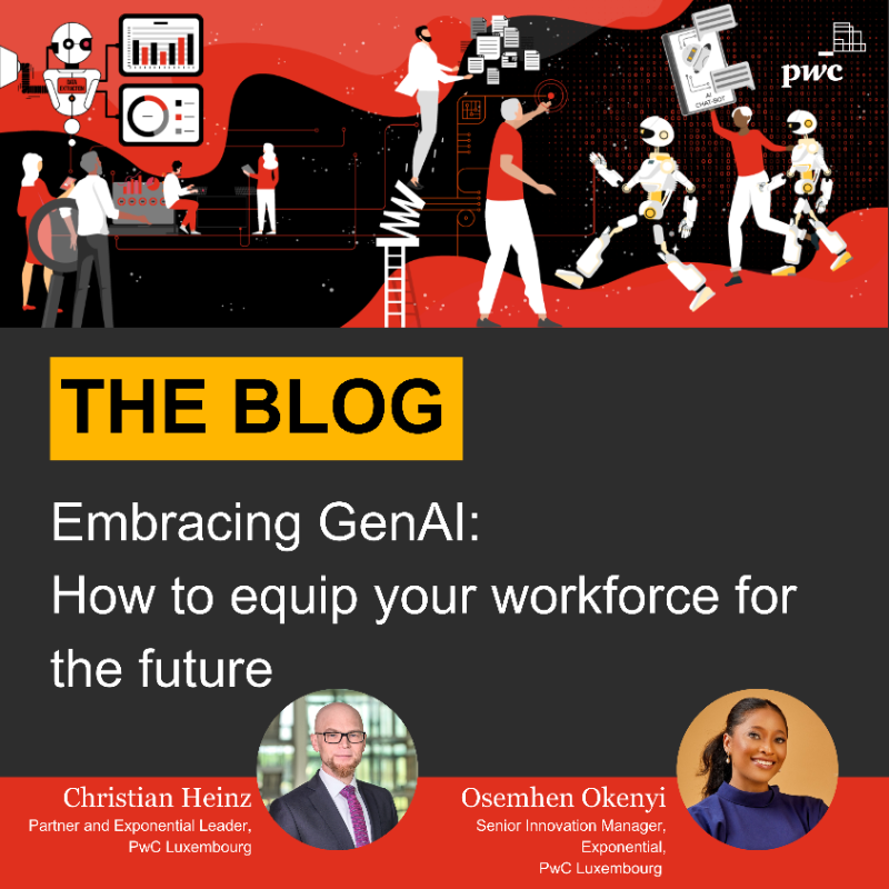 PwC_Luxembourg's tweet photo. 🚀 Embracing GenAI is key to future-proofing the workforce. Our latest #PwCBlog explores how GenAI is transforming jobs, creating new roles, and how organisations can prepare teams through training and upskilling.
Learn more here👉 https://t.co/CknnSclzod