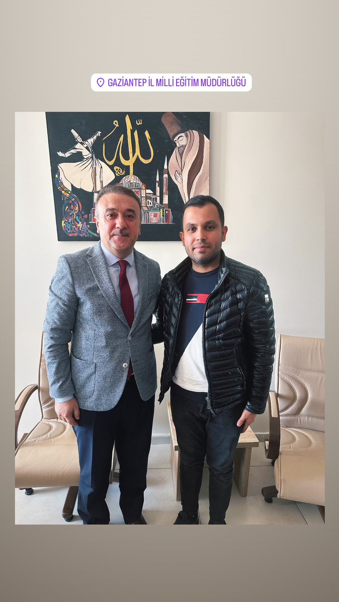 HALİL KOCAASLAN (@kocaaslanhalil1) on Twitter photo DEĞERLİ GAZİANTEP İL MİLLİEĞİTİM MÜDÜRLÜĞÜ ŞUBE MÜDÜRÜ SAYIN YAHYA KEMAL KARAOĞLAN HOCAMI ZİYARET ETTİM
İLGİSİNDEN ÖTÜRÜ TEŞEKKÜR EDERİM.
<a href="/abdulhamitgul/">Abdulhamit Gül</a>
<a href="/fmfedaioglu/">Fatih Muhaddis FEDAİOĞLU</a> DEĞERLİ GAZİANTEP İL MİLLİEĞİTİM MÜDÜRLÜĞÜ ŞUBE MÜDÜRÜ SAYIN YAHYA KEMAL KARAOĞLAN HOCAMI ZİYARET ETTİM
İLGİSİNDEN ÖTÜRÜ TEŞEKKÜR EDERİM.
<a href="/abdulhamitgul/">Abdulhamit Gül</a>
<a href="/fmfedaioglu/">Fatih Muhaddis FEDAİOĞLU</a>
