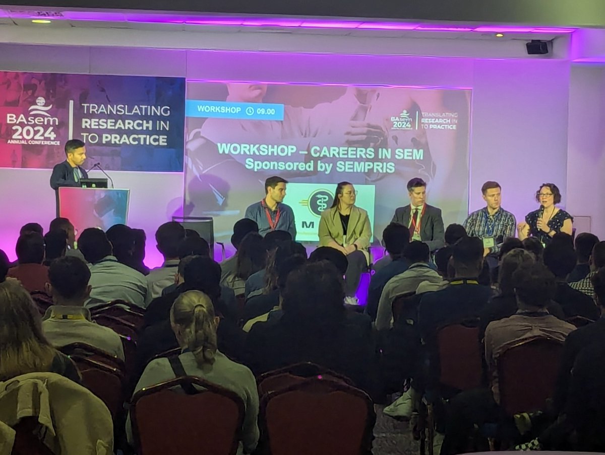 BJSM_BMJ's tweet photo. Kicking off the day with a fantastic session on careers in #SEM Thank you to our brilliant speakers for your insights on how the next generation can thrive in their careers ✨ #BASEMConf24
@basem_uk @DaneVishnubala @SteffanGriffin @drdanfp @SEMPRIS_Ltd https://t.co/DkEUrPXrs3