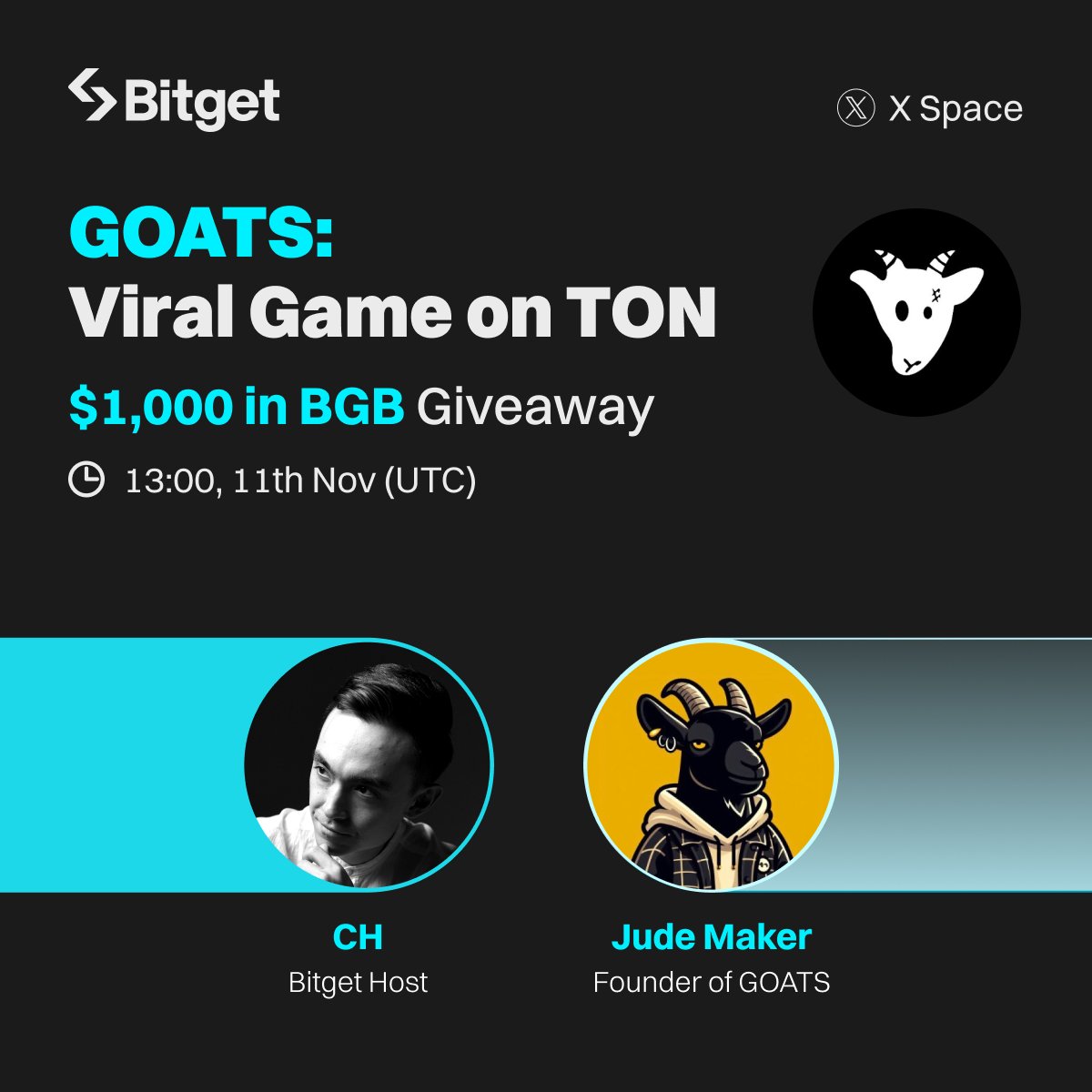 Bitget (@bitgetglobal) on Twitter photo Join us for our upcoming X Space with <a href="/GOATS_immortal/">GOATS ๐</a>, the viral game on #TON! ๐
๐ฐ $1,000 in $BGB giveaway (20 winners)
๐น Follow <a href="/bitgetglobal/">Bitget</a> <a href="/GOATS_immortal/">GOATS ๐</a> & RT
๐น Tune in: x.com/i/spaces/1eaJbโฆ
๐น Drop a screenshot of you in the space Join us for our upcoming X Space with <a href="/GOATS_immortal/">GOATS ๐</a>, the viral game on #TON! ๐
๐ฐ $1,000 in $BGB giveaway (20 winners)
๐น Follow <a href="/bitgetglobal/">Bitget</a> <a href="/GOATS_immortal/">GOATS ๐</a> & RT
๐น Tune in: x.com/i/spaces/1eaJbโฆ
๐น Drop a screenshot of you in the space