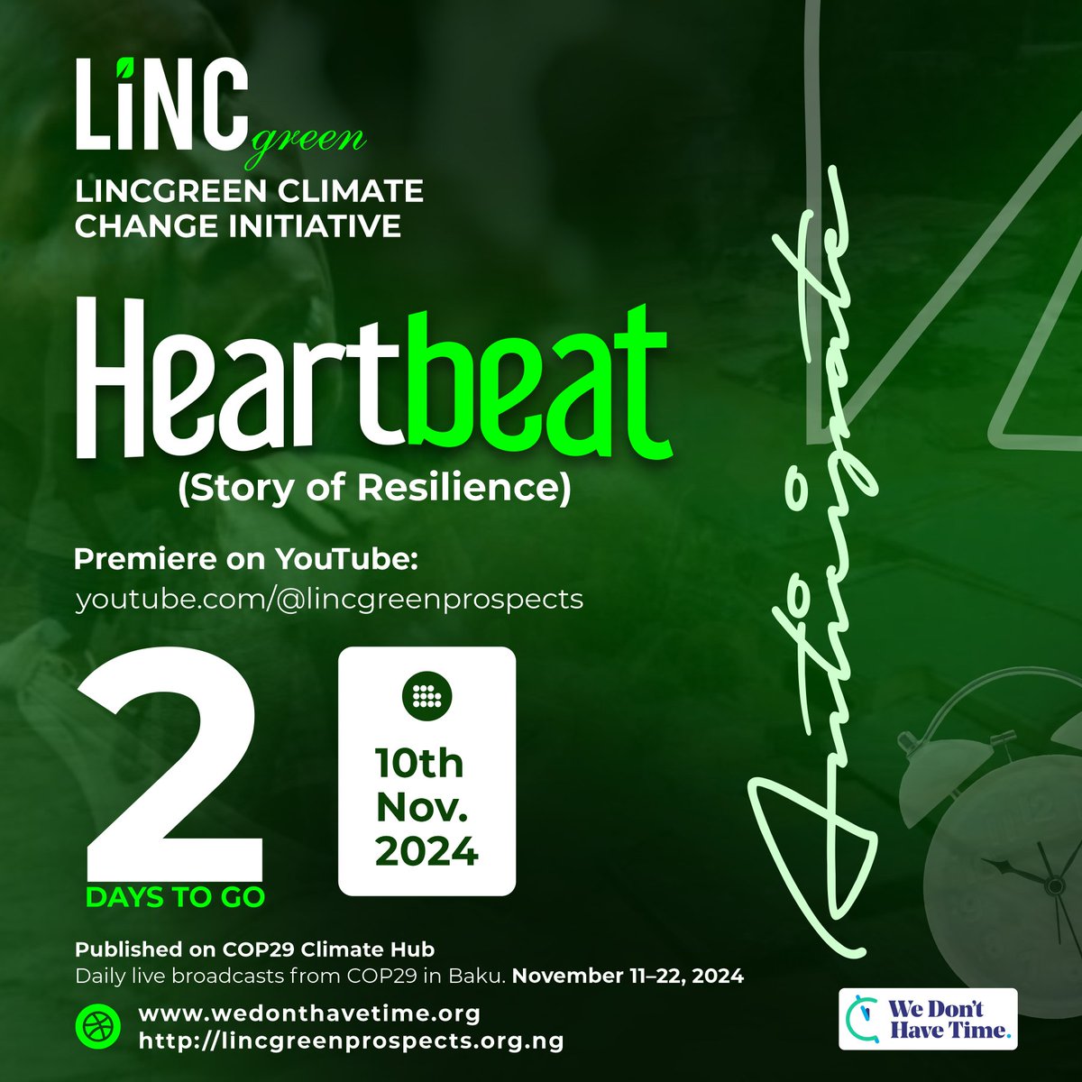 Lincgreen_'s tweet photo. #COP29Azerbaijan  
countdown 2 days to go...
Register now 
https://t.co/wb1QMYvxPv

#COP29Azerbaijan #NigerDelta #SDG13 #Sustainability #sustainableearth #climatejustice #climateadaptation #climatecrisis #climateissues #lincgreen https://t.co/wmeMPYApoR