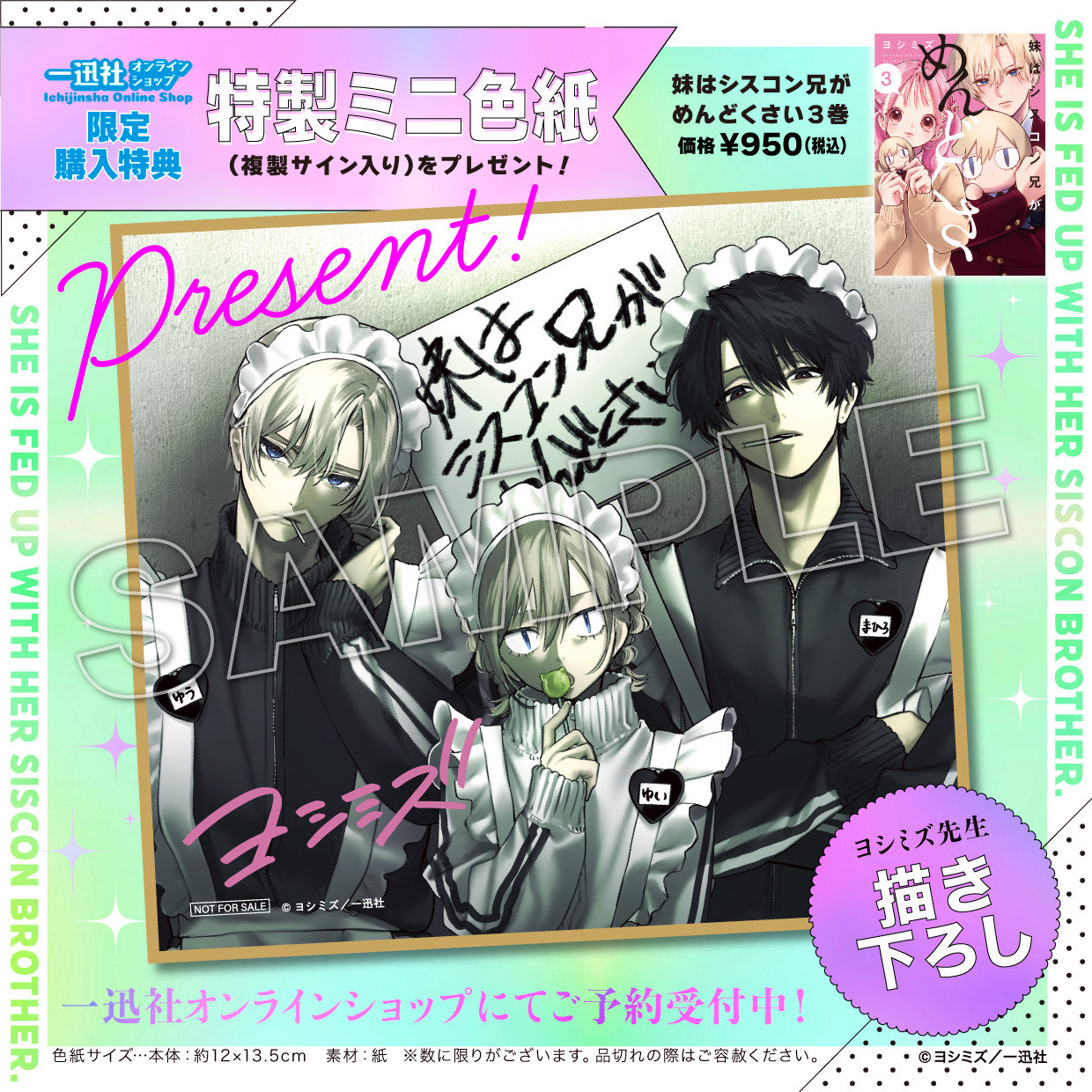 色紙 初版 3巻 妹はシスコン兄がめんどくさい 描き下ろし 特典 一迅社 限定 comic POOL編集部 on X: 
