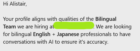 Im hoping its a position where I can teach AI about apostrophe's.