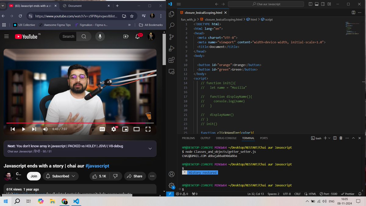 devscanlain's tweet image. Just finished @Hiteshdotcom JavaScript playlist on #ChaiAurCode ☕️📜! Learned so much and enjoyed every bit of it. Looking forward to diving deeper and learning even more in the future. Thanks for the awesome content, Hitesh Sir! 🙌 #JavaScript #LearningJourney