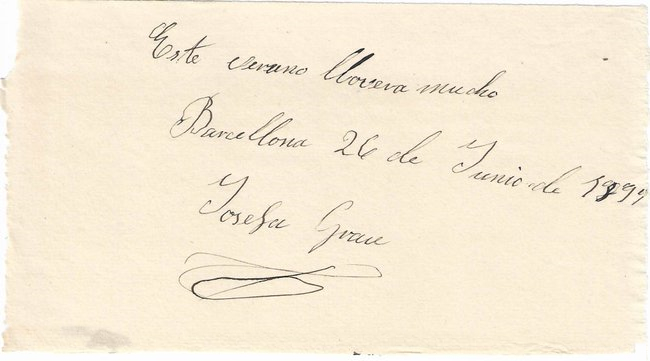 De vegades trobem papers inesperats als expedients acadèmics, com aquesta nota manuscrita de 1899  d'una alumna aspirant a la titulació professional de llevadora sense sentit aparent... 🤔
Potser se'ls demanava escriure qualsevol frase com a mostra de la cal·ligrafia, oi?