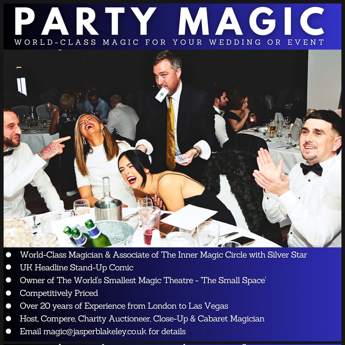 The Small Space (@thesmallspace5) on Twitter photo Got a festive party or event? Fancy some of that Small Space Magic coming to entertain your guests? Email Jasper at magic@jasperblakeley.co.uk - close-up and/or cabaret magic or event host too!
#Magician #closeupmagic #cabaret #illusion #comedy #partymagician #strollingmagician Got a festive party or event? Fancy some of that Small Space Magic coming to entertain your guests? Email Jasper at magic@jasperblakeley.co.uk - close-up and/or cabaret magic or event host too!
#Magician #closeupmagic #cabaret #illusion #comedy #partymagician #strollingmagician