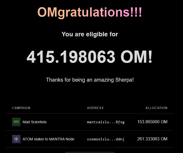 atreus147's tweet photo. After a long time, finally a nice airdrop again... and even @madscientists_x get their share. Thanx @MANTRA_Chain $OM https://t.co/Ow3QTJCdAB