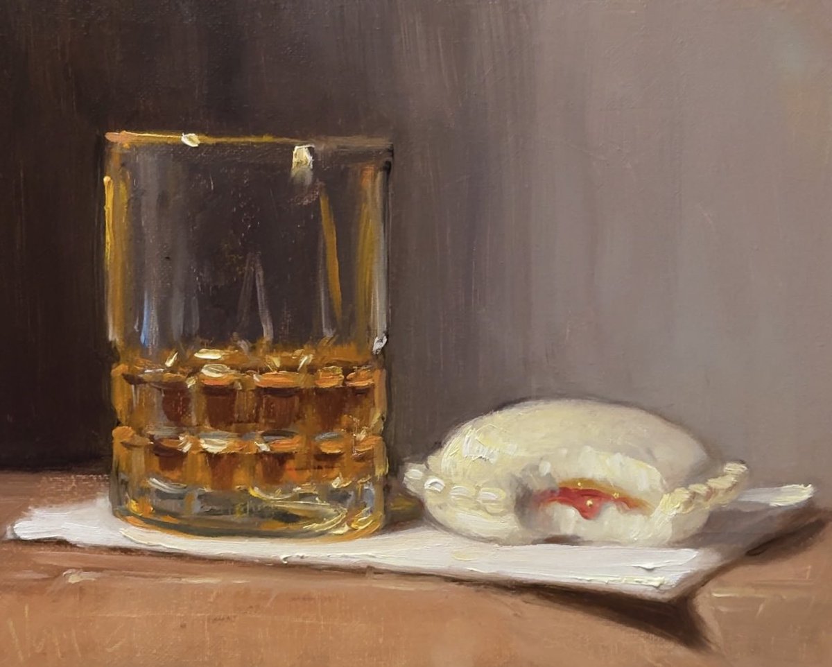 My oil painting of an Uncrustable &amp; Whiskey