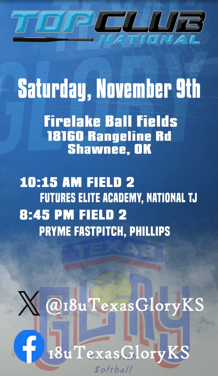 We are wrapping up our fall schedule in Oklahoma this weekend. Pool play starts Saturday at 10:15 AM.