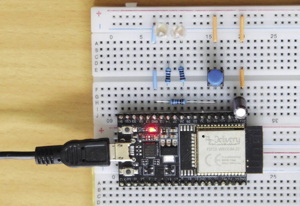 Build a Matter device yourself: The test setup used an ESP32 DevKitC
