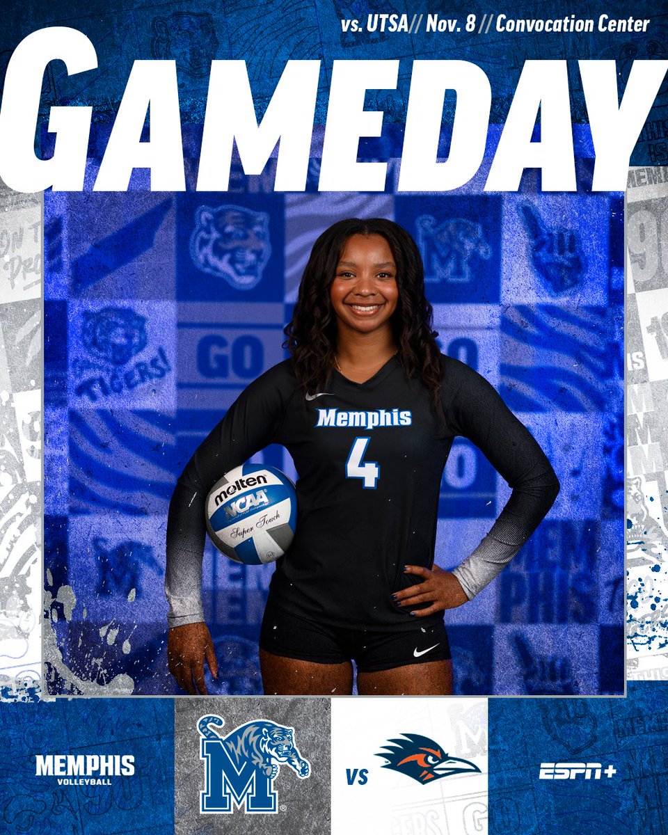 MemphisVBall's tweet photo. 𝗚𝗲𝘁 𝘂𝗽, 𝗶𝘁’𝘀 𝗚𝗮𝗺𝗲𝗱𝗮𝘆!

🆚 UTSA
📍Convocation Center
⏰ 6 p.m.
📺 ESPN+

#GoTigersGo https://t.co/bBJMBvPPJ2