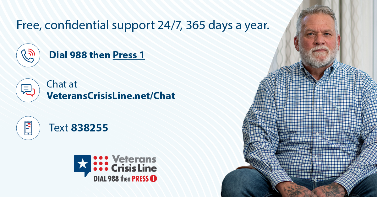 WCAAHEC's tweet photo. No matter where you are or what you’re going through, the Veterans Crisis Line helps all Veterans find immediate support. Dial 988 then Press 1, chat at https://t.co/2pfHmFGO8H, or text 838255 now.#SavAVet#Veterans#SupportVeterans#VeteransSupport#MentalHealth#VeteransHealth https://t.co/nTPN68jCzY