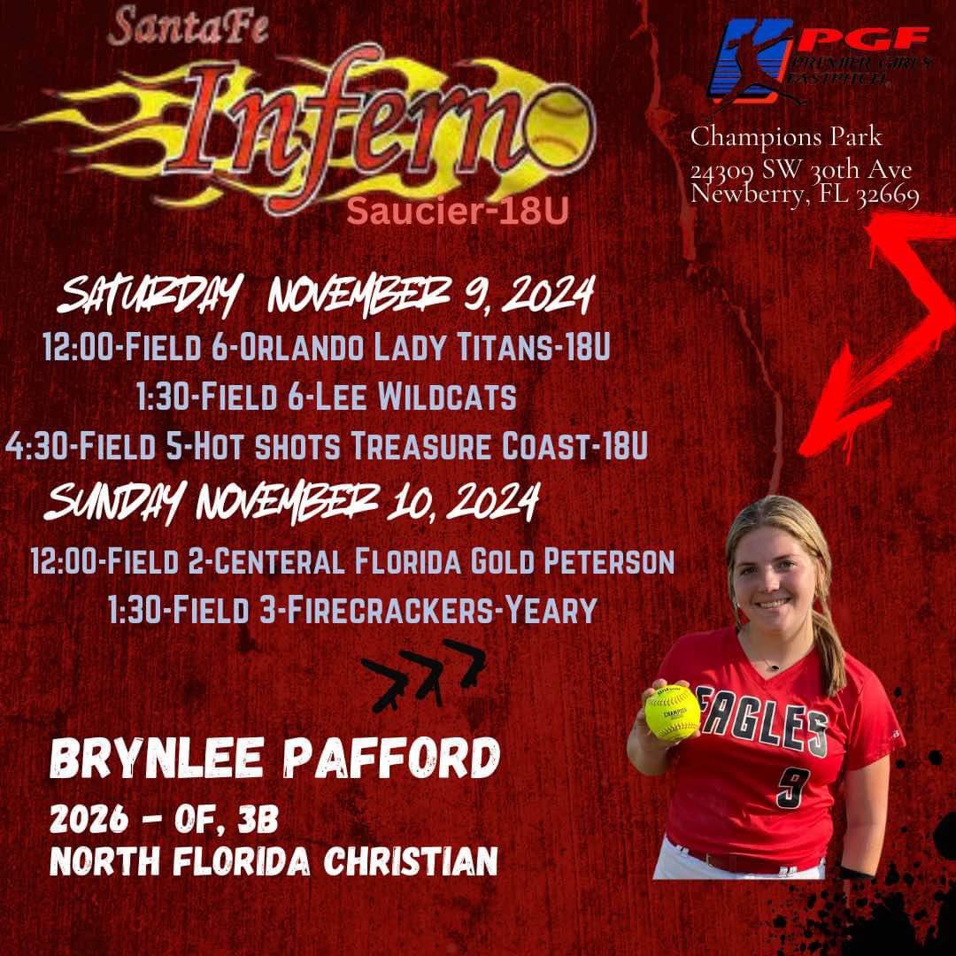 So excited to be on the field this weekend with my new team. Go inferno!  <a href="/cfpatssb/">CF Softball</a> <a href="/fswsoftball/">FSW Softball</a> <a href="/TSC_EaglesSB/">TSC Softball</a>  <a href="/coachclairg/">Coach G</a> <a href="/CommodoreBuc/">Scot Thomas</a> @WilHessSB l <a href="/Abbie_Millete/">Abbie Millete</a>
