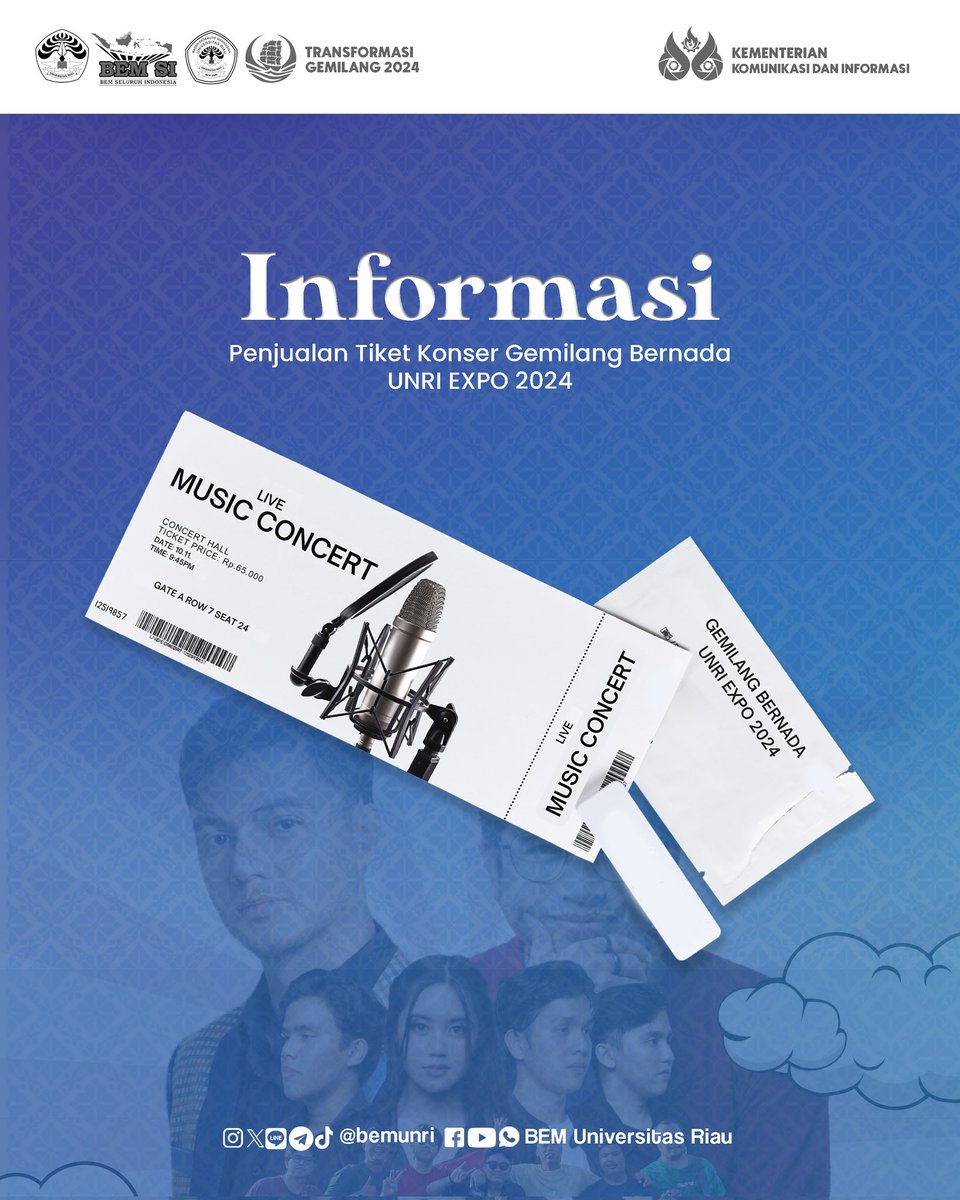 bemunri's tweet photo. [BEM UNRI KTG - INFORMASI : PENJUALAN TIKET KONSER GEMILANG BERNADA UNRI EXPO 2024]

Halo, Sobat Biru Langit! 👋🏼

Cek selengkapnya di link https://t.co/8RB9BhcSqT https://t.co/Ct4MyeU5xy