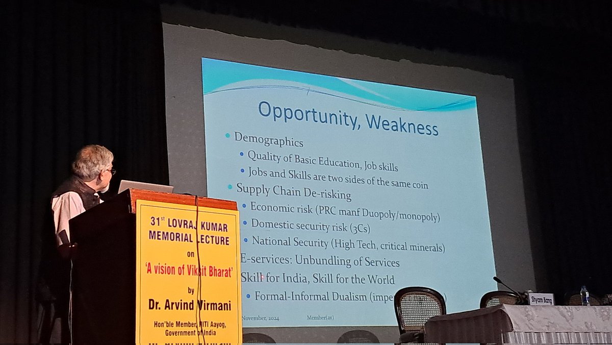 kartikaskk's tweet photo. Extremely glad to attend a very comprehensive lecture on 'A vision for #ViksitBharat by @dravirmani who has worked with 6 diff. govts as part of erstwhile PlanningComm & presently is Menmber, @NITIAayog! #QualityEducation, #SupplyChain & #ExportManufacturing holds the key. https://t.co/rCESYYYvRY